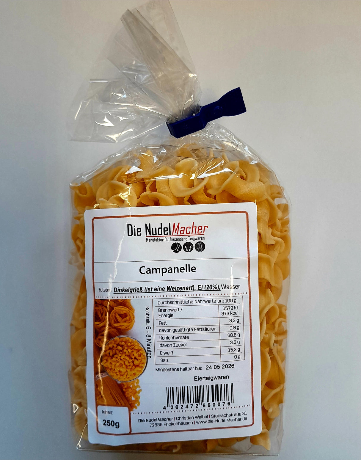 Dinkelnudeln mit Ei (Campanelle) - JURA Naturheilmittel GmbH