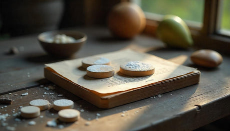 Pastillas naturales preparadas sobre una tabla