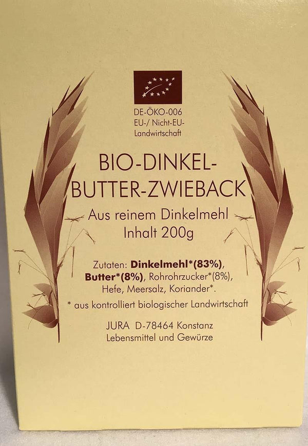 Organic spelt butter rusks, DE-ÖKO-006